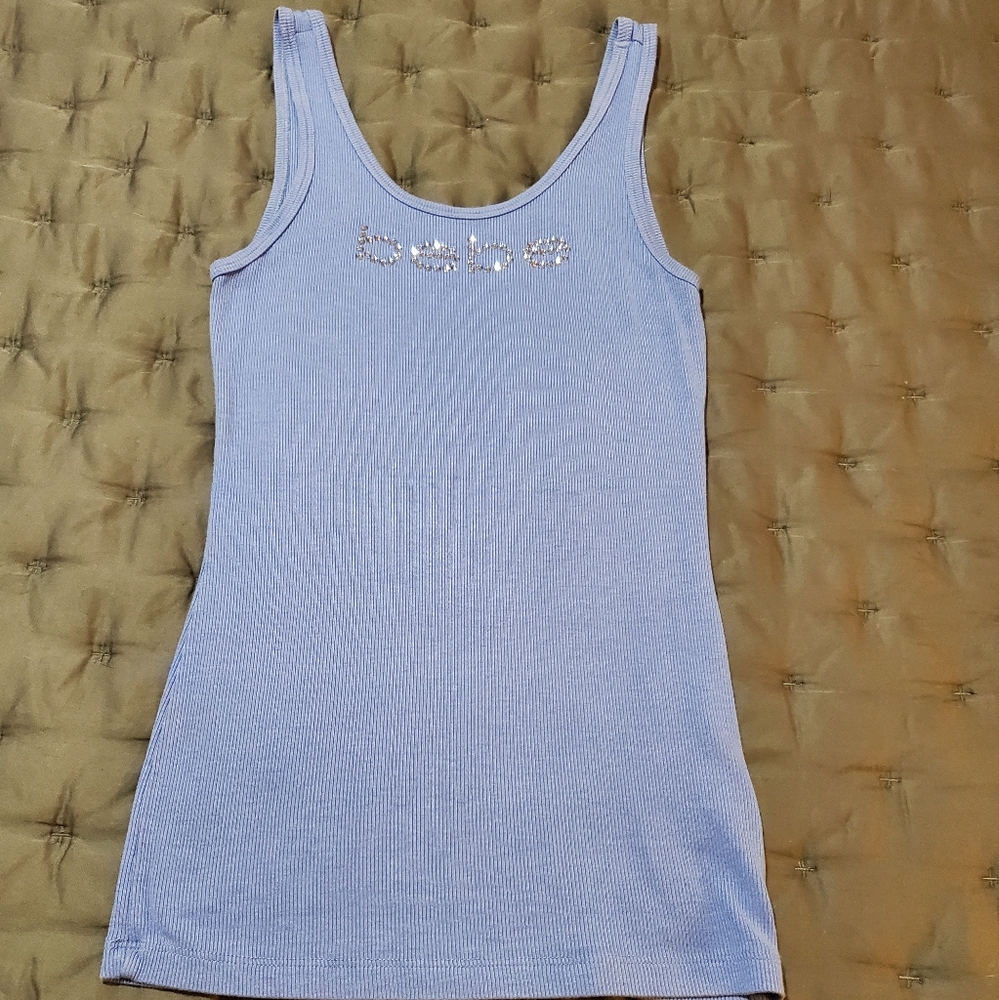 Bebe Swarovski Crystal Logo Tank Top